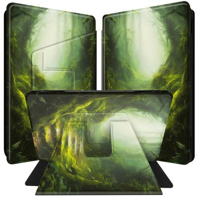 BPQOJB for All-New Kindle Paperwhite Case (11th Generation 6.8 inch 2021 Release) 360 Degree Rotating PU Leather Smart Cover with Auto Wake/Sleep - Beautiful Green Forest