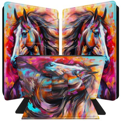 BPQOJB for All-New Kindle Paperwhite Case (10th Generation 6 inch 2018 Release) 360 Degree Rotating PU Leather Smart Cover with Auto Wake/Sleep - Colorful Cute Horse