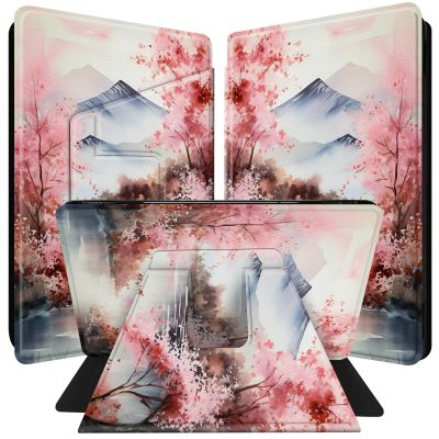 BPQOJB for Kindle Scribe Case 360 Degree Rotating Smart Cover with Adjustable Stand & Auto Wake/Sleep Tablet Case for Kindle Scribe 10.2 inch 2022 - Mountain Cherry Blossom