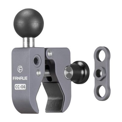 FANAUE CC-04F Anti-theft Handlebar Base Mount Strong Rod Clamp with 1 Inch Ball Head for Rails 0.5" to 2.0" Diameter, Compatible with RAM Mounts B Size Double Socket Arm & Bike Motorcycle Phone Holder