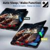 BPQOJB for Samsung Galaxy Tab S6 Lite Case 2022/2020 Release 360 Degree Rotating PU Leather Smart Cover with Auto Wake/Sleep Tablet Case for Galaxy Tab S6 Lite 10.4 inch - Red Flower Wolf Moon view 3