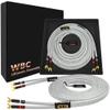 WORLDS BEST CABLES 25 Foot Ultimate - 8 AWG - Ultra-Pure OFC - Premium Audiophile HiFi Speaker Cable Pair with Eminence Spade Plugs & Silver Tweed Jacket view 1