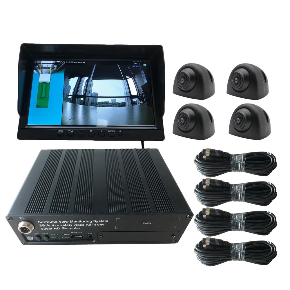 Hikway 4G 360 Surround View Monitoring System mdvr with 1080P fisheye Cameras and Monitor and Cables
