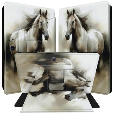 BPQOJB for Microsoft Surface Pro 9 Case 360 Degree Rotating PU Leather Smart Cover with Adjustable Stand & Auto Wake/Sleep Tablet Case for Microsoft Surface Pro 9 13 inch 2022 - Running Cute Horse