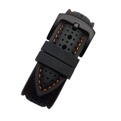 Breathable Silicone Sports Band 20mm 22mm Rubber Strap For Mido For T-issot For O-mega Accessories (Color : Black orange black, Size : 20mm)