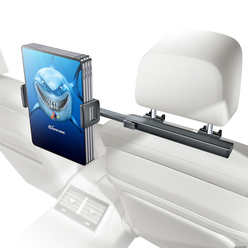 eSamcore Headrest Mount for Car, Aluminum Tablet Car Holder for Backseat Kids Large Clamp, Road Trip Essentials for Adults Back Seat Car Accessories Compatible with iPad 4.7 -12.9" Tab