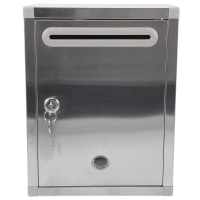 CUBANE Post Box, Wall Mounted Letterbox, Letter Boxletterbox Mailbox Stainless Steel Locking Storage Bins Letter Mailbox Suggestion Collect Bin Lockable Letterbox School Large Capacity Mailbox