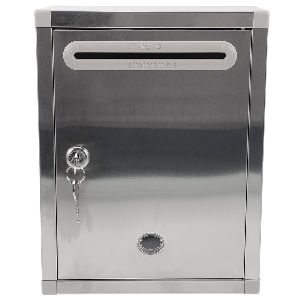CUBANE Post Box, Wall Mounted Letterbox, Letter Boxletterbox Mailbox Stainless Steel Locking Storage Bins Letter Mailbox Suggestion Collect Bin Lockable Letterbox School Large Capacity Mailbox