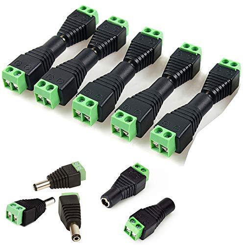 exgoofit 100 Pairs DC Power Connector Jack Plug Adapter 12V Male+Female 2.1x5.5mm for CCTV Security Camera and LED Strip