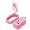 NTONPOWER Pink Extension Cord 10 ft, Pink Power Strip Extension Cord Flat Wall Plug with 3 Outlets 3 USB (1 USB C), Flat Extension Cord for Home Office Dorm Room Essentials view 1