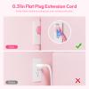 NTONPOWER Pink Extension Cord 10 ft, Pink Power Strip Extension Cord Flat Wall Plug with 3 Outlets 3 USB (1 USB C), Flat Extension Cord for Home Office Dorm Room Essentials view 2