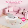 NTONPOWER Pink Extension Cord 10 ft, Pink Power Strip Extension Cord Flat Wall Plug with 3 Outlets 3 USB (1 USB C), Flat Extension Cord for Home Office Dorm Room Essentials view 3