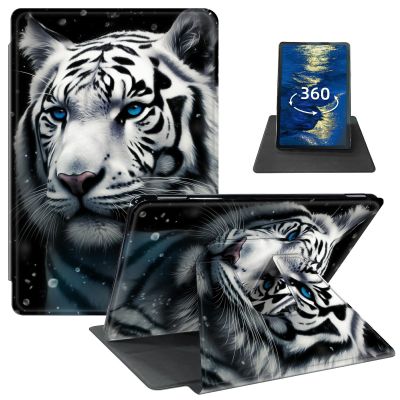 Case for 6.8" Kindle Paperwhite (11th Generation 2021) and Kindle Paperwhite Signature Edition PU Leather 360 Degree Rotating Swivel Stand Smart Cover with Auto Wake/Sleep,Cool Tiger