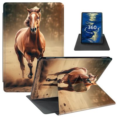 Case for 6.8" Kindle Paperwhite (11th Generation 2021) and Kindle Paperwhite Signature Edition PU Leather 360 Degree Rotating Swivel Stand Smart Cover with Auto Wake/Sleep,Running Horses
