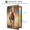 Case for 6.8" Kindle Paperwhite (11th Generation 2021) and Kindle Paperwhite Signature Edition PU Leather 360 Degree Rotating Swivel Stand Smart Cover with Auto Wake/Sleep,Running Horses view 3