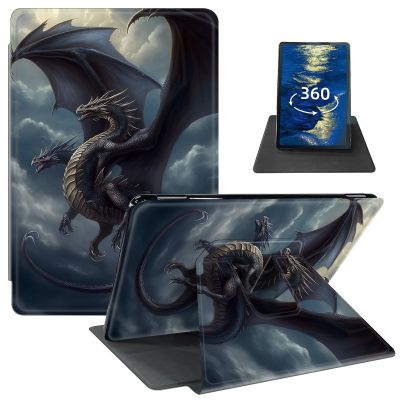Case for 6.8" Kindle Paperwhite (11th Generation 2021) and Kindle Paperwhite Signature Edition PU Leather 360 Degree Rotating Swivel Stand Smart Cover with Auto Wake/Sleep,Dragon