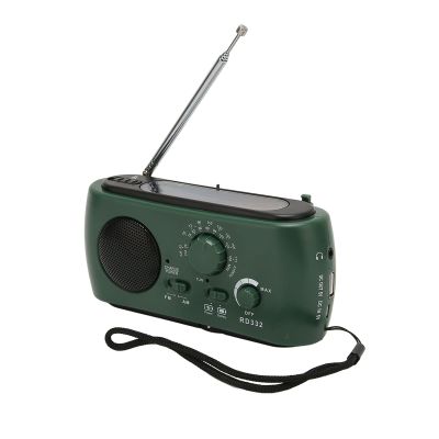 Solar Crank Radio, Multifunction AM FM Portable Emergency Radio for Camping Power Outages (Green)