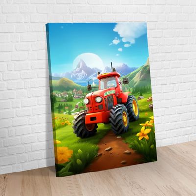 Raskals Kids Wall Art | Perfect for Baby's rooms, nurseries, playrooms, & toddler rooms | Fun Canvas Artwork for Kids. Tractor Time 1 (12in x 18in)