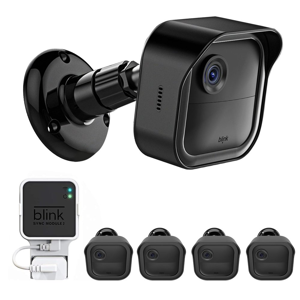 All-New Blink Outdoor Camera Surveillance Mount, 4 Pack Weatherproof Protective Housing and 360 Degree Adjustable Mount for Blink Outdoor 4/Outdoor 2K+/3rd Gen Camera, Black (Camera Not Included)