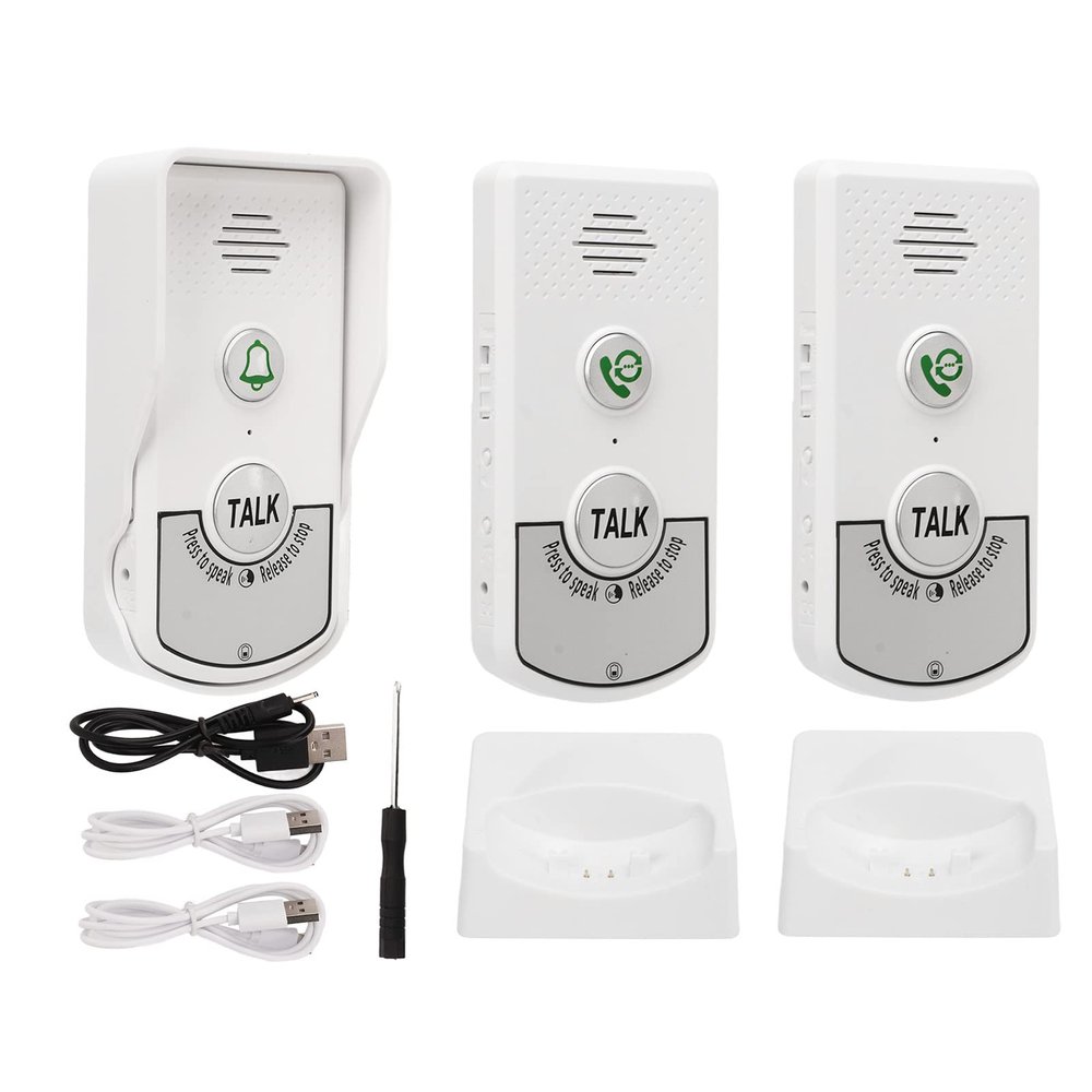Wirel Intercom Doorbells,Intelligent White Voice Intercom Doorbells with 1000m Range,Portable Intercom with Excellent Chip,Long rangesDoorbells for Home, Classroom, Business, Hotel