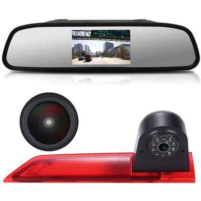 1280 * 720 Pixel Super HD Brake Light Rear View Backup Camera Set with Rear-View Mirror Monitor, 170 Wide Angle Waterproof Night Vision Reversing Camera Replacement for Ford Transit Custom 2012-2016