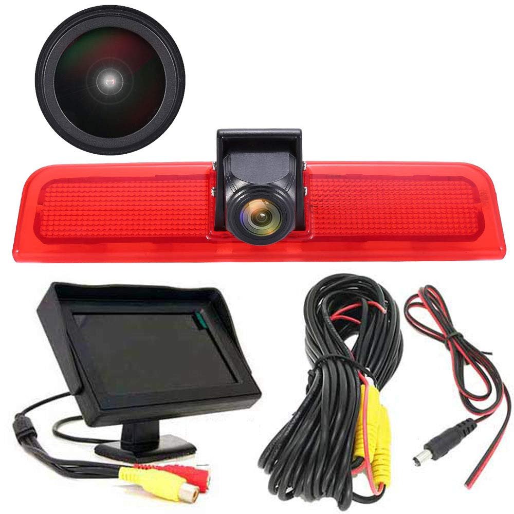 1280*720 pixel Super HD Brake Light Camera with 4.3 Inch LCD Monitor,Night Vision Reversing Camera Replacement for VW Caddy Life 2K Facelift III Kasten 2KA Kombi Cross maxi Tdi dritte 3 2003 -2014 Bj