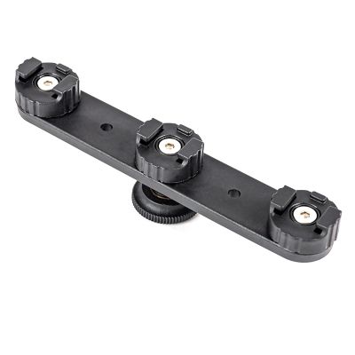 MOUDOAUER 3 Slots DSLR Camera Triple Hot Shoe Mount Bracket Bar, Mount Flash Bracket for DSLR Camera Camcorder DV