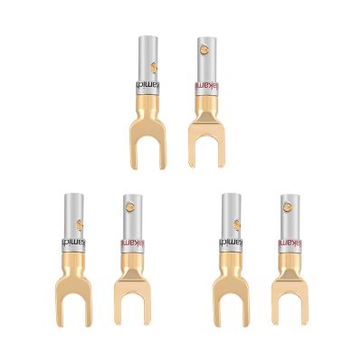Serounder 6PcsPack 24K Gold Plated 4mm Banana U Fork Y Spade Speaker Plug Wire Connector Solder