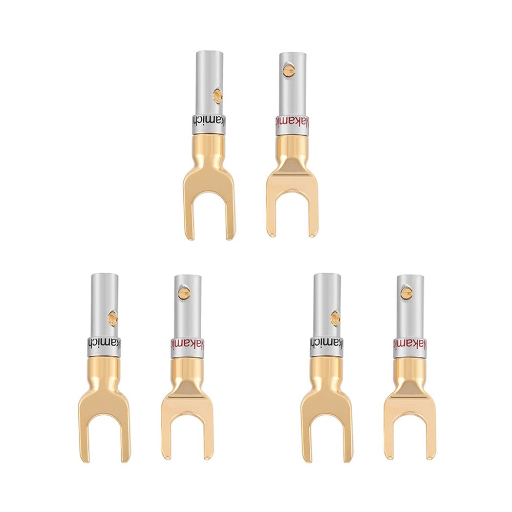 Serounder 6PcsPack 24K Gold Plated 4mm Banana U Fork Y Spade Speaker Plug Wire Connector Solder