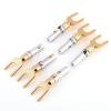 Serounder 6PcsPack 24K Gold Plated 4mm Banana U Fork Y Spade Speaker Plug Wire Connector Solder view 3