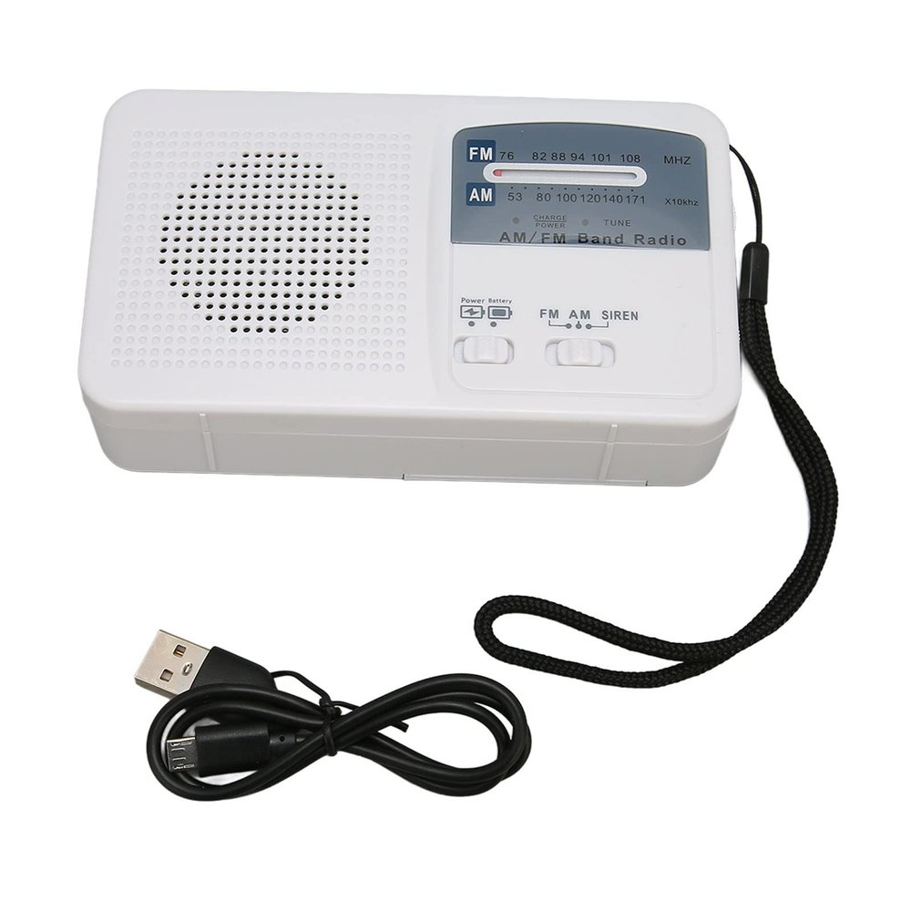 Emergency Radio, Lightweight Solar Emergency Radio Portable with LED Flashlight for Emergency for Outdoor (White)