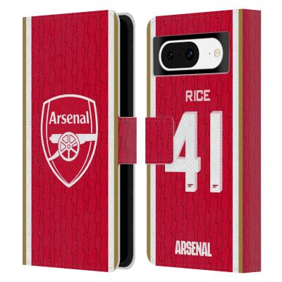 Head Case Designs Officially Licensed Arsenal FC Declan Rice 2023/24 Players Home Kit Leather Wallet Case Compatible with Google Pixel 8