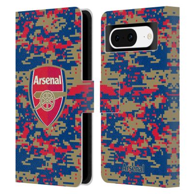 Head Case Designs Officially Licensed Arsenal FC Digital Camouflage Crest Patterns Leather Wallet Case Compatible with Google Pixel 8