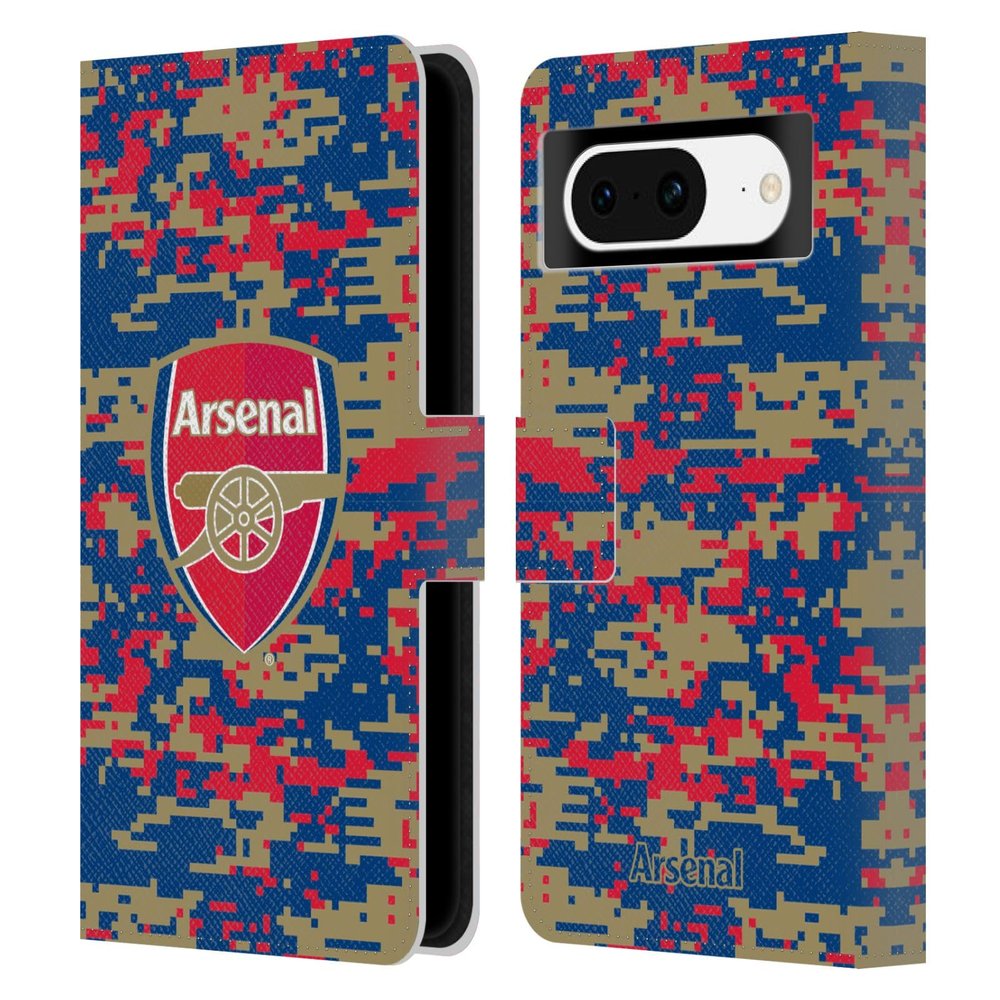 Head Case Designs Officially Licensed Arsenal FC Digital Camouflage Crest Patterns Leather Wallet Case Compatible with Google Pixel 8