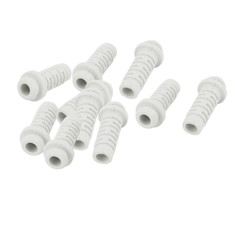 10pcs 5mm Inner Dia Rubber Strain Relief Cord Boot Protector Cable Sleeve White for Plug Power Tool