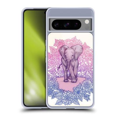 Head Case Designs Officially Licensed Micklyn Le Feuvre Cute Baby Elephant Animals Gel Case [Military Grade Protection] Compatible with Google Pixel 8 Pro