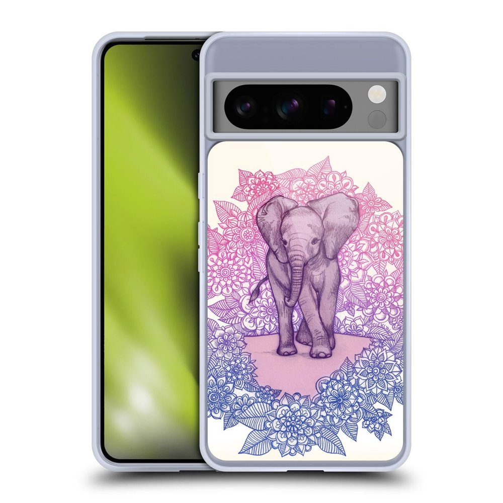 Head Case Designs Officially Licensed Micklyn Le Feuvre Cute Baby Elephant Animals Gel Case [Military Grade Protection] Compatible with Google Pixel 8 Pro