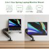 UPGRAVITY 2-in-1 Gas Spring Laptop Arm for 12"-17" Notebook/13-32 Monitor Screen, Full Motion Adjustable Laptop Desk Mount with Tray, Holds 3.3-17.6lbs, Clamp-on and Grommet Base view 2