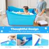Foldable Bath Tub, 34 Inch Freestanding Thickened Plastic Blue Collapsible Soaking tub, Rectangle Water Bathtub Bucket for RVs, Showers, Hotels,Backyards, Bathrooms view 4