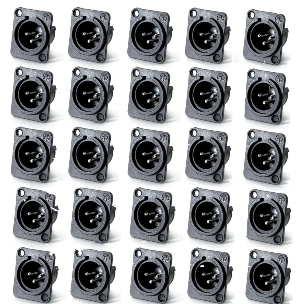 (25 Pack) NEUTRIK NC3MPP Nylon 3-Pin XLR Male Non-Latching D Type Panel Mount