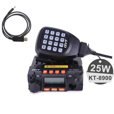 KT-8900 Mic Mini Car Mobiel Radio VHF/UHF Dual Band 25 Watts 200CH Transceiver Receiver Dual Standby Long Range Black with Programming Cable