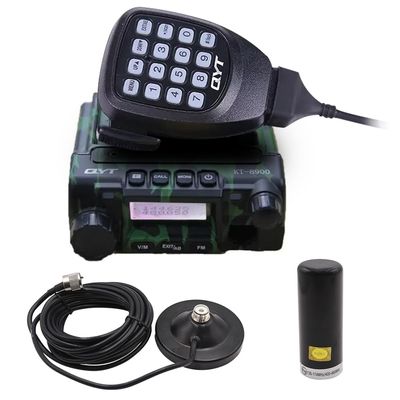 KT-8900 Mic Mini Car Mobiel Radio VHF/UHF Dual Band 25 Watts 200CH Transceiver Receiver Dual Standby Long Range Camo with Mini Antenna and Magnet