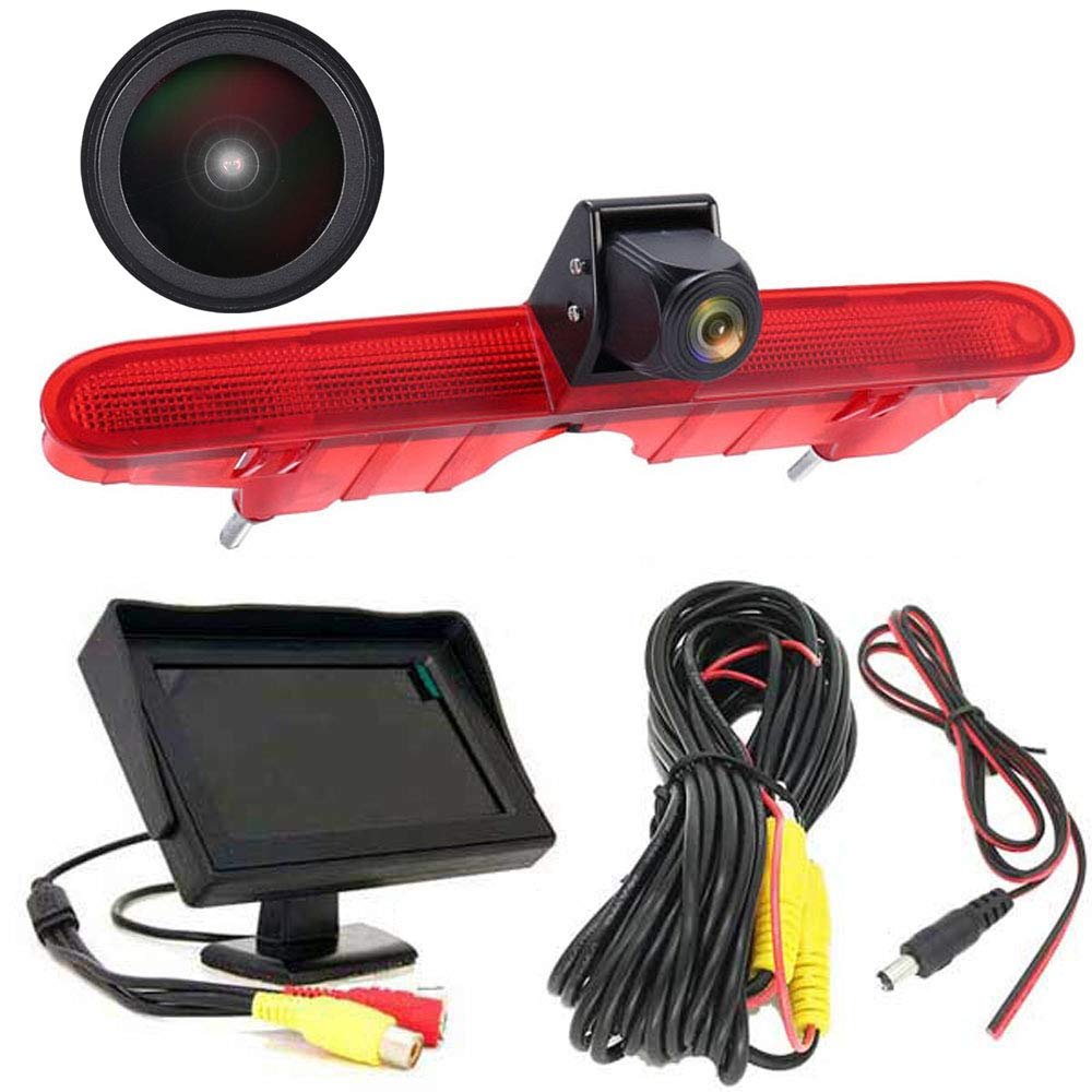 1280 * 720 Pixel Super HD Brake Light Camera with 4.3 Inch LCD Monitor, Reversing Camera Replacement for Fiat E-Doblo 2022/Peugeot Partner 2 II Tepee Rifter/Citroen Berlingo 3 III 4 IV B9 Kasten