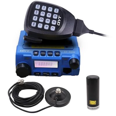 KT-8900 Mic Mini Car Mobiel Radio VHF/UHF Dual Band 25 Watts 200CH Transceiver Receiver Dual Standby Long Range Blue with Mini Antenna and Magnet