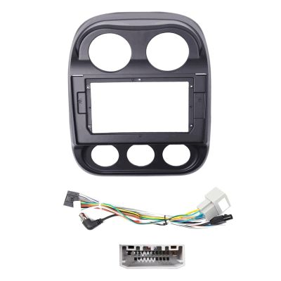10.1 Inch Compatible with Jeep Compass Patriot 2010-2016 Car Radio Fascias MP5 Stereo Panel Dashboard Installation Frame 2Din Head Radio Kit (Color : Frame AN cable)
