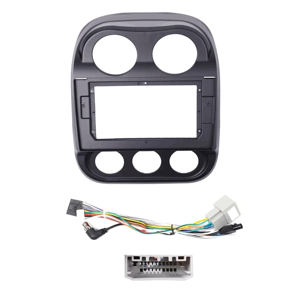 10.1 Inch Compatible with Jeep Compass Patriot 2010-2016 Car Radio Fascias MP5 Stereo Panel Dashboard Installation Frame 2Din Head Radio Kit (Color : Frame AN cable)