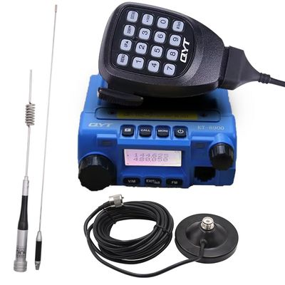KT-8900 Mic Mini Car Mobiel Radio VHF/UHF Dual Band 25 Watts 200CH Transceiver Receiver Dual Standby Long Range Blue with M507 Antenna and Magnetic