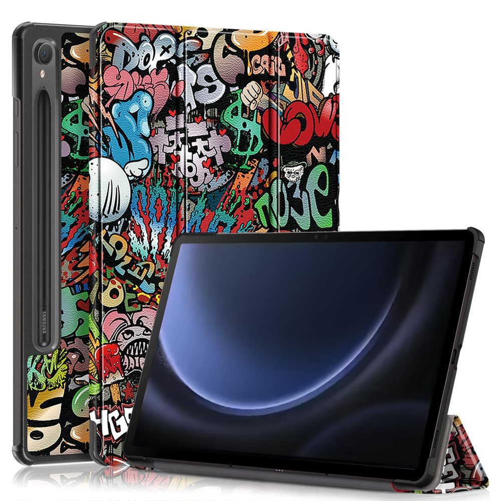 Gylint Case for Samsung Galaxy Tab S10+ Plus/ S9 FE+ / S9+ Plus 12.4 inch with S Pen Holder, Folding Folio Ultra-Thin Lightweight Tri-Fold Stand Cover with Auto Wake/Sleep Graffiti