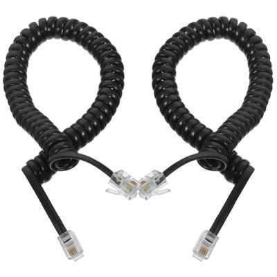 UKCOCO 2pcs Coiled Telephone Cord for Landline Use Flexible Design Easy Installation Sound Quality Telephone Accessory