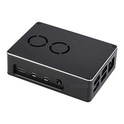 Dual Fan Case Compatible with Raspberry Pi 4 Dull-Polish Surface Sleek Chamfer Design with Dual Cooling Fan